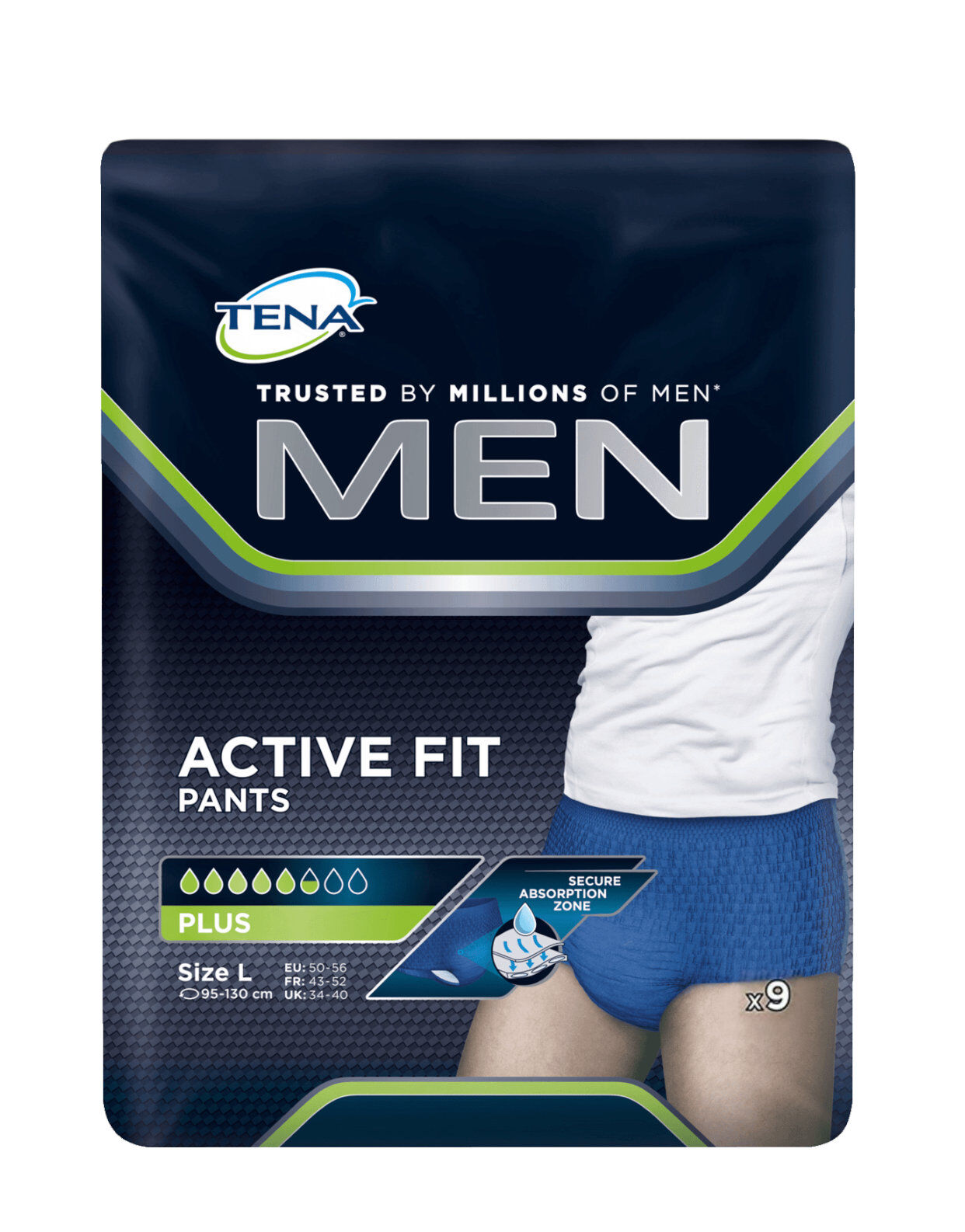 TENA Men - Active Fit Pants Plus 9 Assorbenti Taglia M