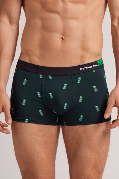 Intimissimi Boxer Lattine di Birra in Cotone Supima® Elasticizzato Uomo Verde Taglia 5