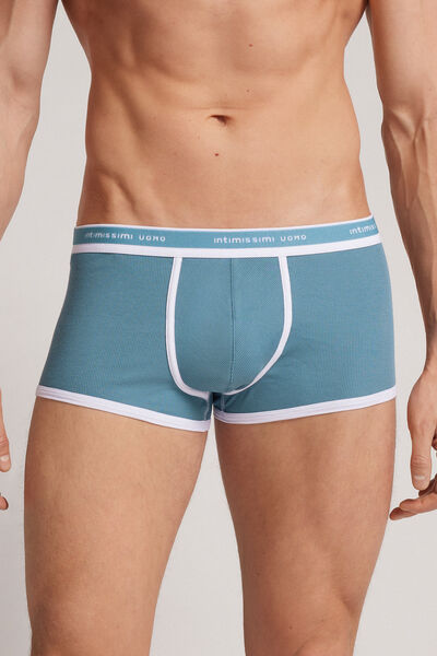 Intimissimi Boxer in Cotone Elasticizzato a Costine Uomo Azzurro Taglia 4