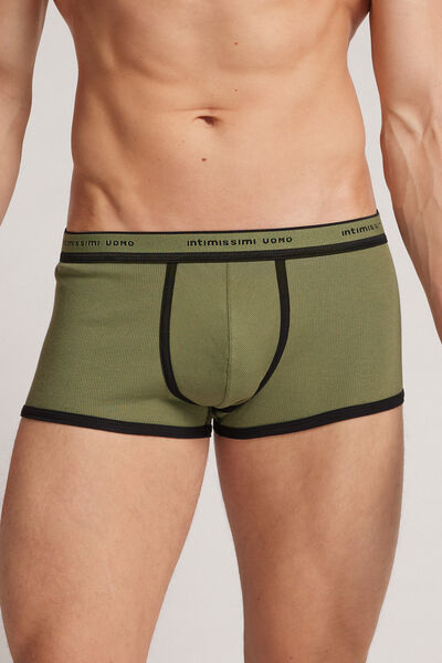 Intimissimi Boxer in Cotone Elasticizzato a Costine Uomo Verde Taglia 4