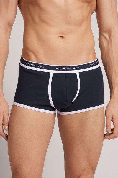 Intimissimi Boxer in Cotone Elasticizzato a Costine Uomo Blu Taglia 4