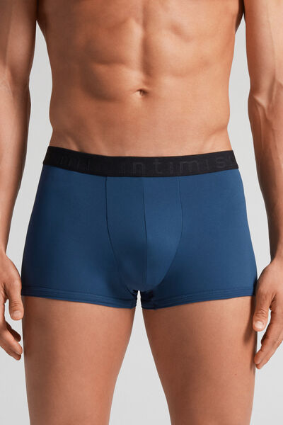 Intimissimi Boxer in Microfibra con Logo Uomo Blu Taglia 3