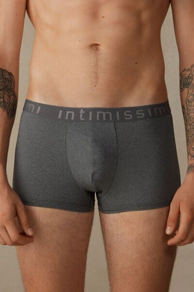 Intimissimi Boxer in Microfibra con Logo Uomo Grigio Scuro Taglia 6