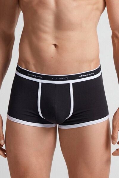 Intimissimi Boxer in Cotone Natural Fresh con Logo Uomo Nero Taglia 7