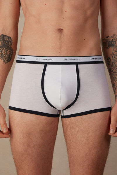 Intimissimi Boxer in Cotone Natural Fresh con Logo Uomo Bianco Taglia 7