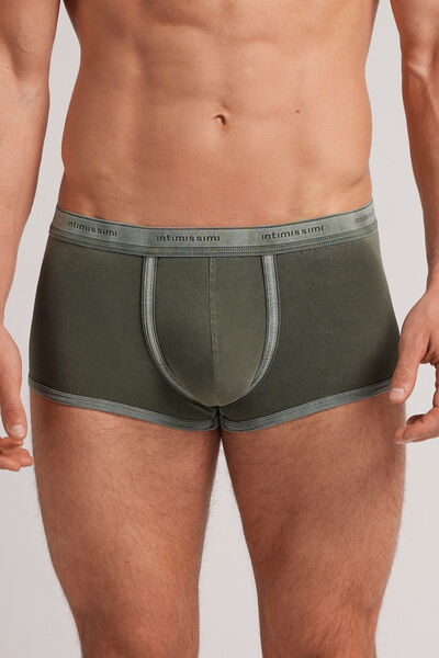 Intimissimi Boxer Washed Collection in Cotone Supima® Elasticizzato Uomo Verde Taglia 6