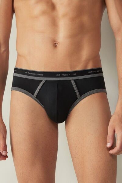 Intimissimi Slip in Cotone Superior con Logo Uomo Nero Taglia 5