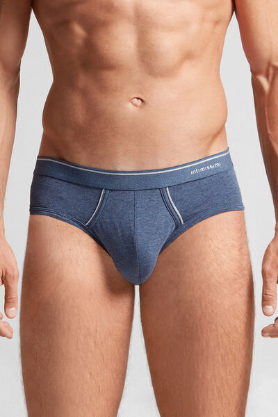 Intimissimi Slip in Cotone Superior con Elastico a Vista Uomo Blu Taglia 4