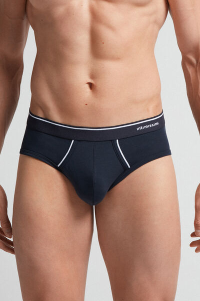 Intimissimi Slip in Cotone Superior con Elastico a Vista Uomo Blu Taglia 3