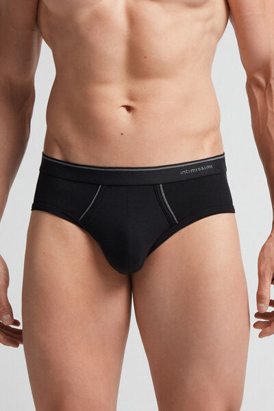 Intimissimi Slip in Cotone Superior con Elastico a Vista Uomo Nero Taglia 3