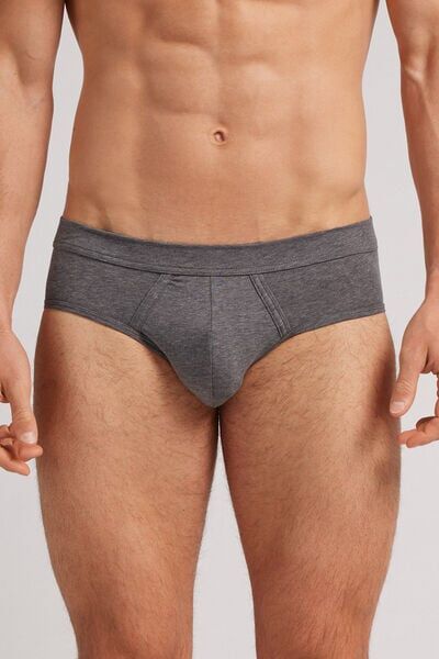 Intimissimi Slip in Cotone Natural Fresh Uomo Grigio Scuro Taglia 3