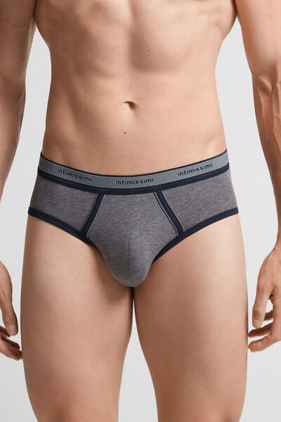 Intimissimi Slip in Cotone Natural Fresh con Logo Uomo Grigio Scuro Taglia 7