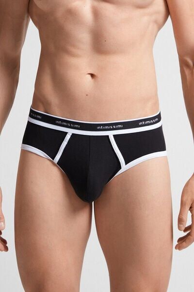 Intimissimi Slip in Cotone Natural Fresh con Logo Uomo Nero Taglia 7