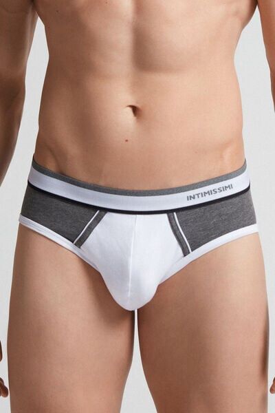 Intimissimi Slip in Cotone Superior Bicolour Uomo Grigio Taglia 3