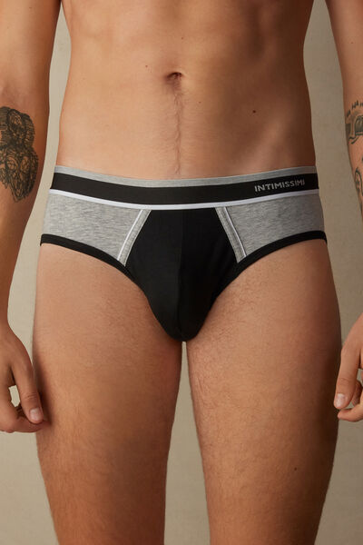 Intimissimi Slip in Cotone Superior Bicolour Uomo Nero Taglia 6