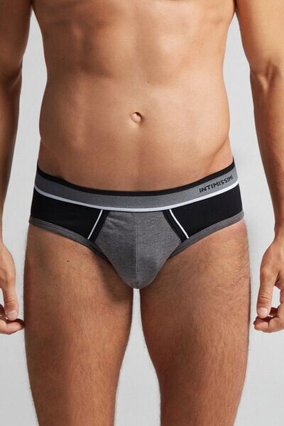 Intimissimi Slip in Cotone Superior Bicolour Uomo Nero Taglia 6