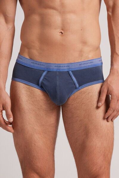 Intimissimi Slip Washed Collection in Cotone Supima® Elasticizzato Uomo Blu Taglia 5