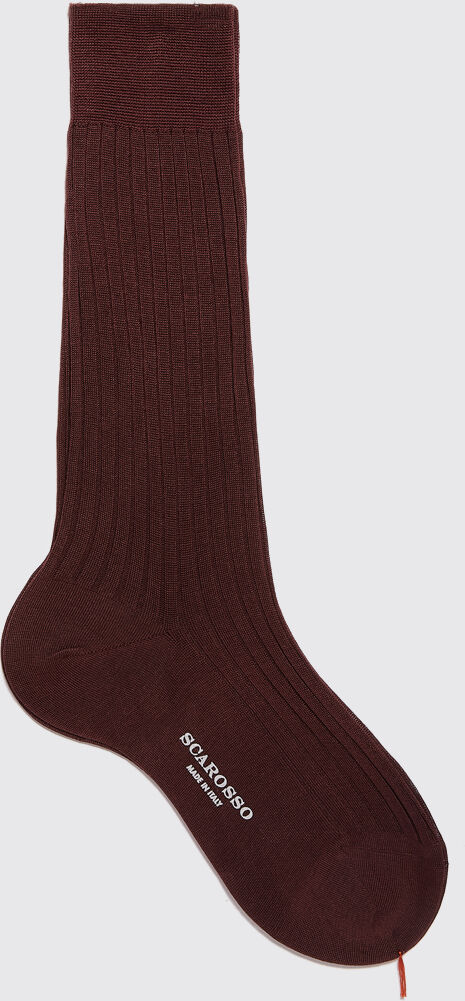 Scarosso Burgundy Cotton Calf Socks - Uomo Calze Borgogna - Cotone 46-47