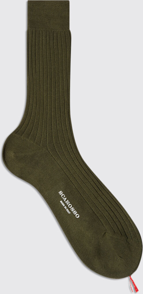 Scarosso Green Cotton Calf Socks - Uomo Calze Verde - Cotone 44-45