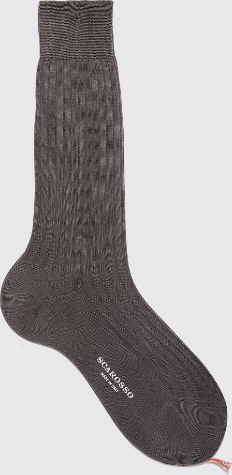 Scarosso Grey Cotton Calf Socks - Uomo Calze Grigio - Cotone 40-41