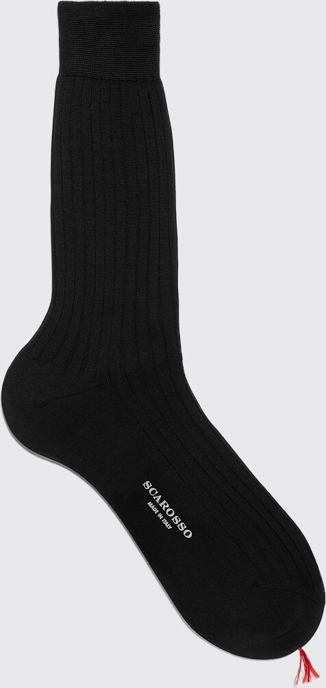 Scarosso Black Cotton Calf Socks - Uomo Calze Nero - Cotone 40-41