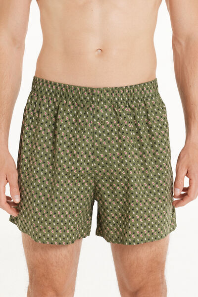 Tezenis Boxer in Tela di Cotone Fantasia Uomo Verde Tamaño M