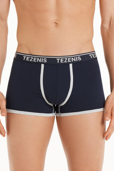 Tezenis Boxer in Cotone Bordi a Contrasto con Logo Uomo Blu Tamaño XXL