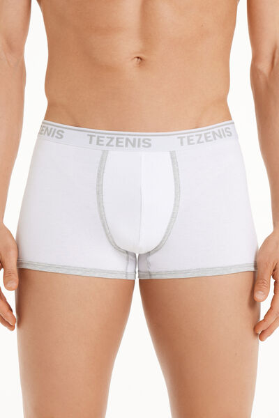 Tezenis Boxer in Cotone Bordi a Contrasto con Logo Uomo Bianco Tamaño S