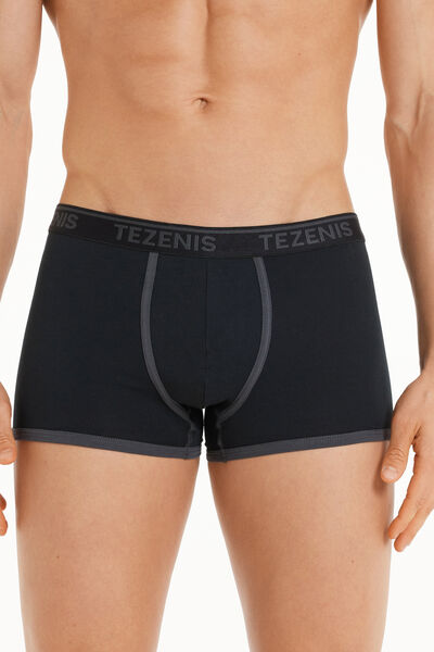 Tezenis Boxer in Cotone Bordi a Contrasto con Logo Uomo Nero Tamaño M