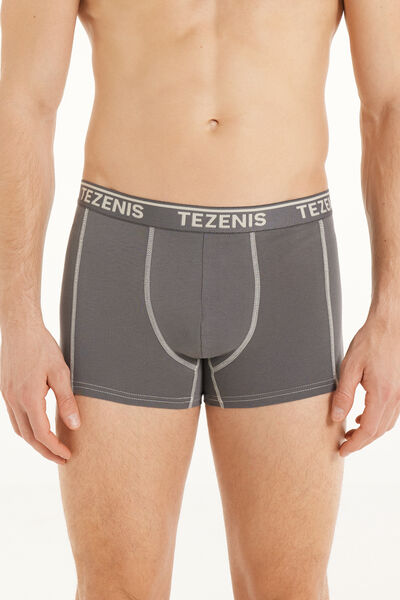 Tezenis Boxer in Cotone Cuciture a Contrasto con Logo Uomo Grigio Tamaño XXL