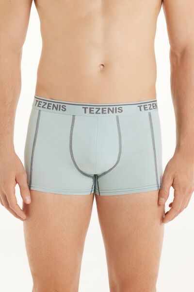 Tezenis Boxer in Cotone Cuciture a Contrasto con Logo Uomo Verde Tamaño XL