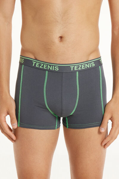 Tezenis Boxer in Cotone Cuciture a Contrasto con Logo Uomo Grigio Tamaño XL