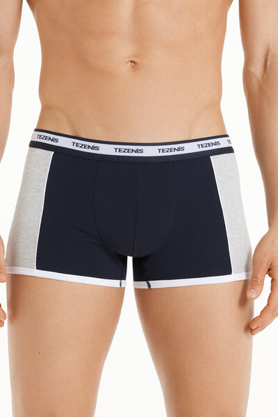 Tezenis Boxer Cotone Bicolore con Elastico Logato Uomo Blu Tamaño XXL