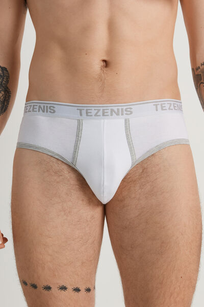 Tezenis Slip in Cotone Bordi a Contrasto con Logo Uomo Bianco Tamaño XL
