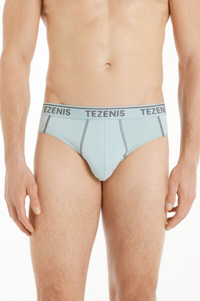 Tezenis Slip in Cotone Cuciture a Contrasto con Logo Uomo Verde Tamaño M