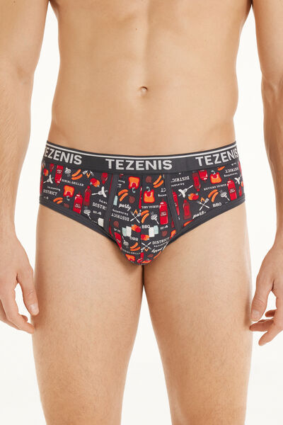 Tezenis Slip Cotone Stampato con Logo Uomo Nero Tamaño M