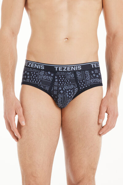 Tezenis Slip Cotone Stampato con Logo Uomo Blu Tamaño M