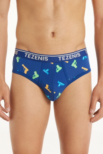 Tezenis Slip Cotone Stampato con Logo Uomo Blu Tamaño XXL