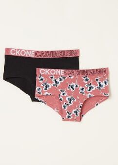 Calvin Klein Shorty met bloemenprint in 2-pack - Roze