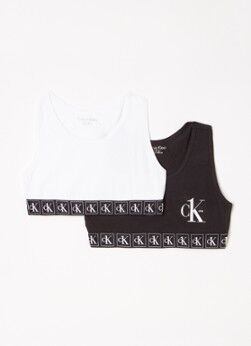 Calvin Klein Bralette met logoprint in 2-pack - Zwart