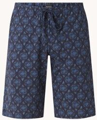 Hanro Interlock korte pyjamabroek met print en steekzakken - Donkerblauw