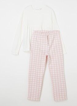 MANGO Square pyjamaset met ruitdessin - Lichtroze