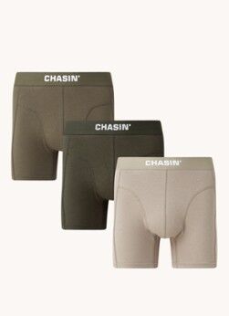 CHASIN' Thrice Moss boxershorts met logoband in 3-pack - Donkergroen