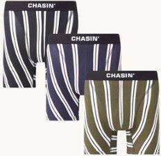 CHASIN' Thrcie Tycoon boxershorts met streepprint in 3-pack - Zwart