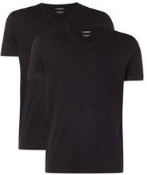 Emporio Armani T-shirt in uni in 2-pack - Zwart