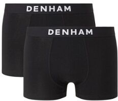 Denham Boxershorts met logoband in 2-pack - Zwart