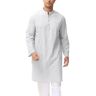 LVCBL Kaftan moslimgewaad voor heren, lange mouwen, kaftan, knoop, M-3XL, wit, 3XL