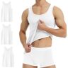 YouShow Onderhemd heren 5-pack 100% katoen tank top fijn rib, 3 x wit, M