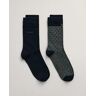 GANT Men Set van twee paar gestippelde en effen sokken (43-45)