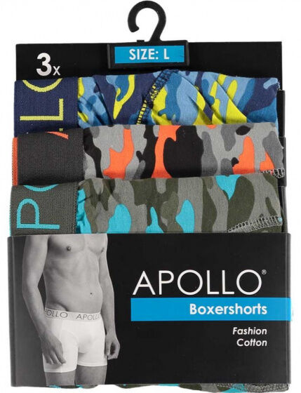 Apollo boxershort camouflage heren katoen 3 stuks - Multicolor